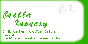 csilla kopacsy business card